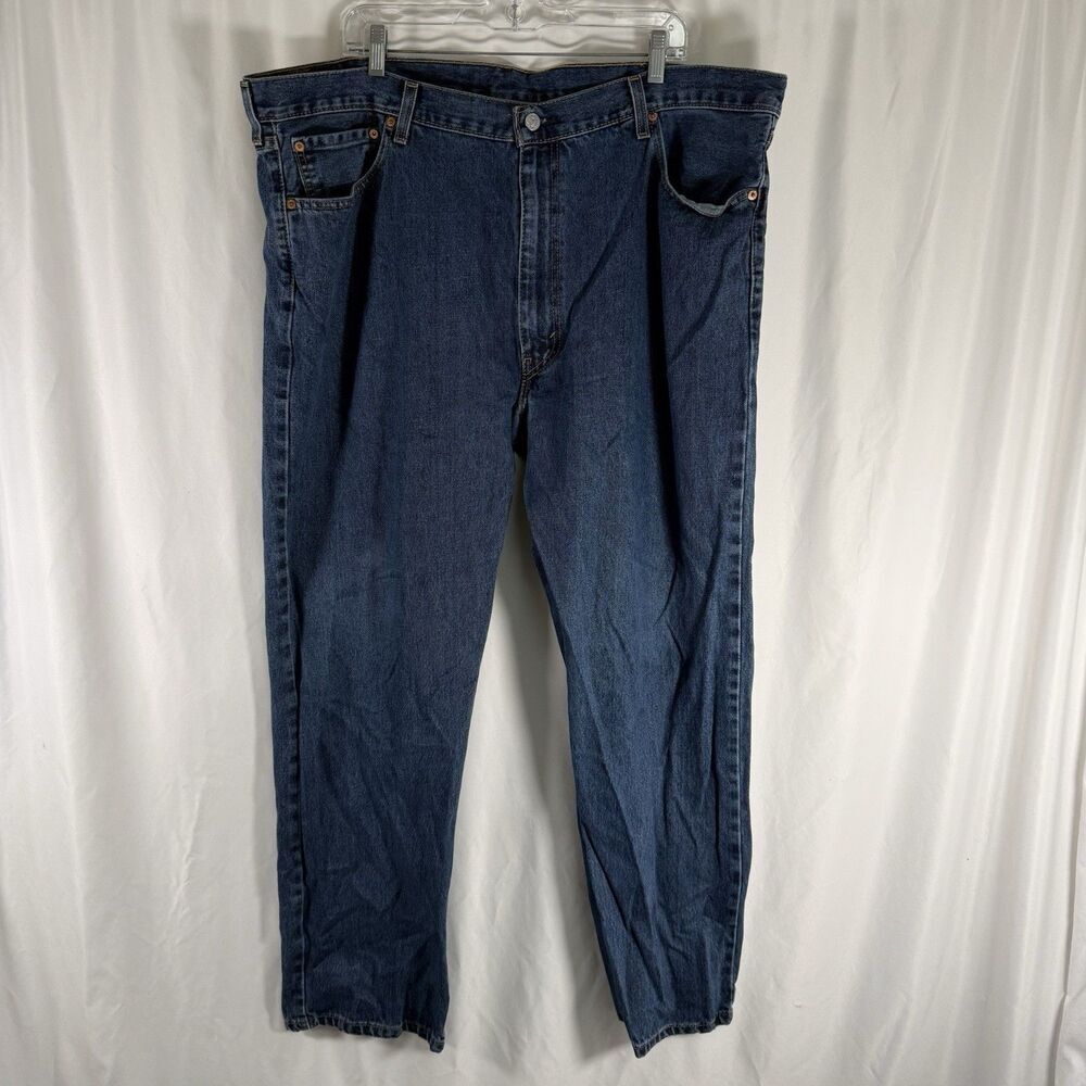 Levis 505 Jeans Men's 46x32 Medium Wash Blue Denim 5 Pocket Tapered Cotton Blend